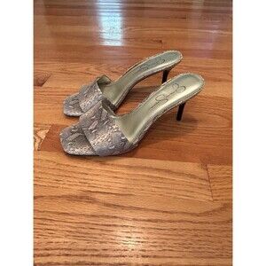 Jessica Simpson Heels Slip On Clarina Leather Snake Print Sandals Size 8